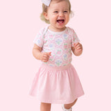 Pink Bow Floral Baby Bodysuit | 100% Organic Cotton Infant Onesie