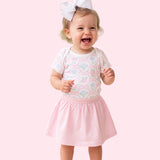 Pink Bow Floral Baby Bodysuit | 100% Organic Cotton Infant Onesie
