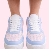 Pink Bow Leather Casual Sneakers