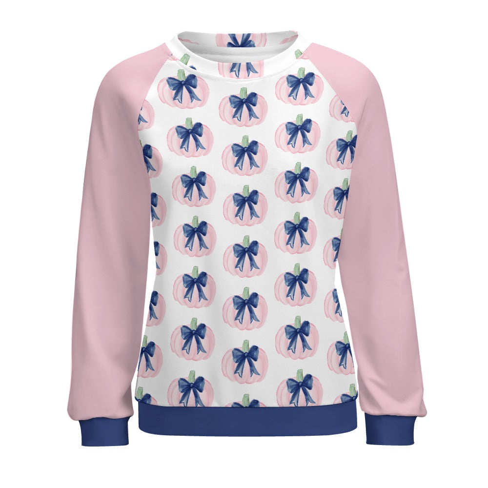 Pink Bow Pumpkin Lightweight Women's Sweatshirt