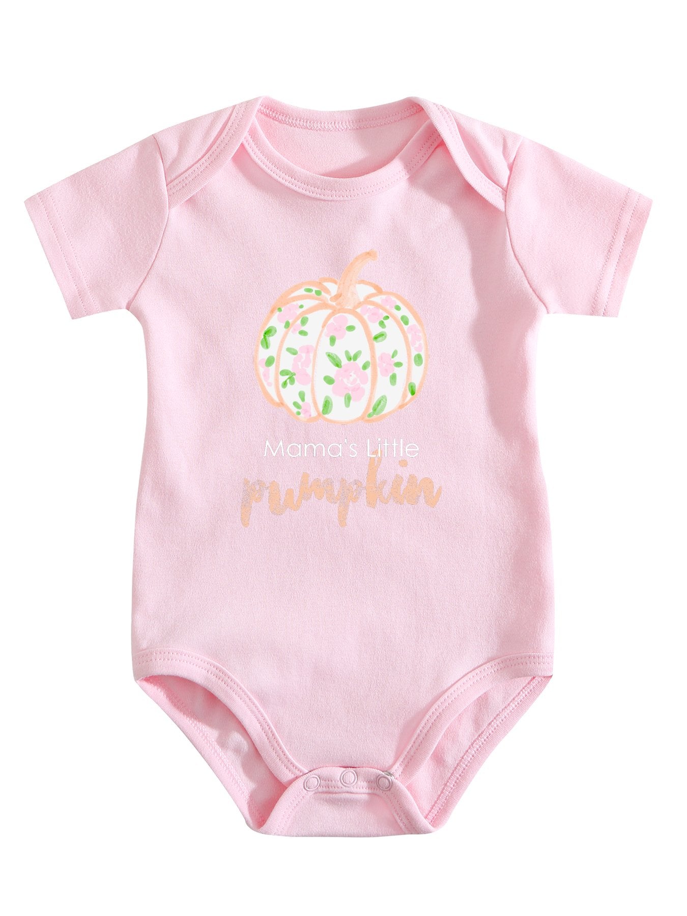 Mama's Little Pumpkin Cotton Baby Bodysuit | Pink Fall Baby One Piece