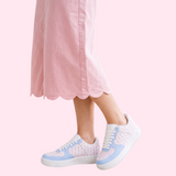 Pink Bow Leather Casual Sneakers
