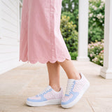 Pink Bow Leather Casual Sneakers